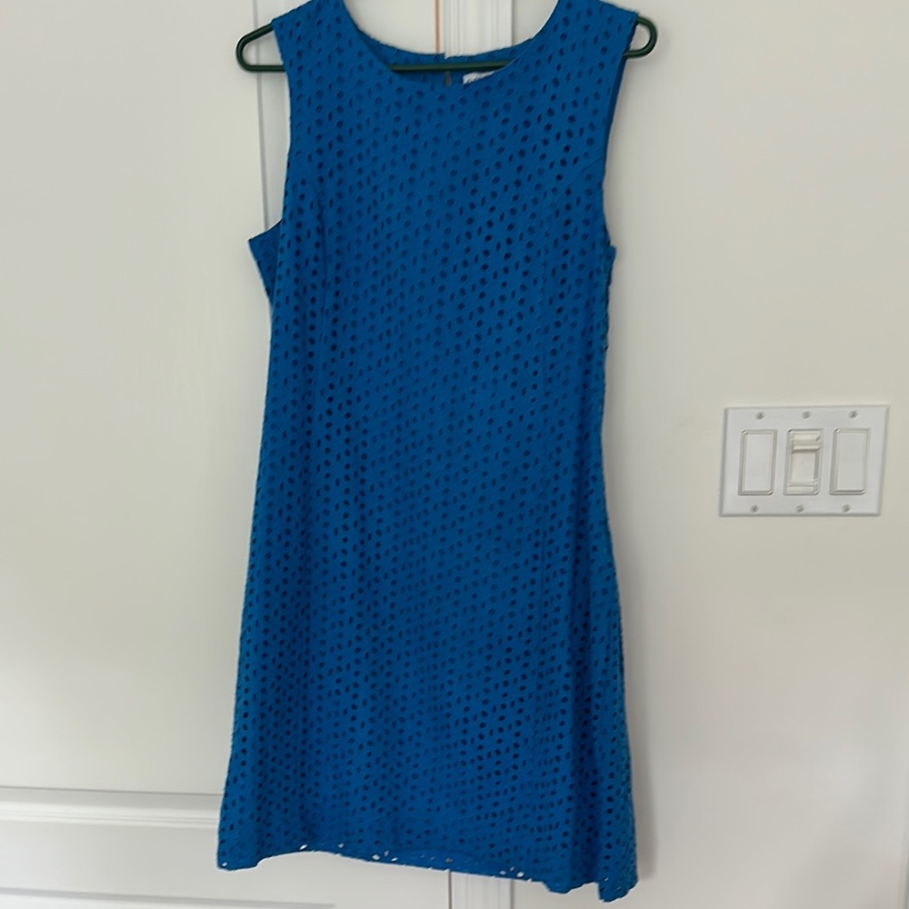 ALFRED SUNG Blue Crew Neck Sheath Dress